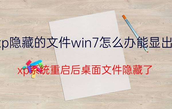 xp隐藏的文件win7怎么办能显出来 xp系统重启后桌面文件隐藏了？